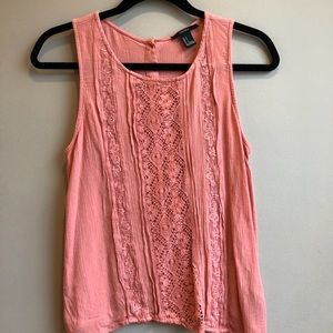 Coral lace tank